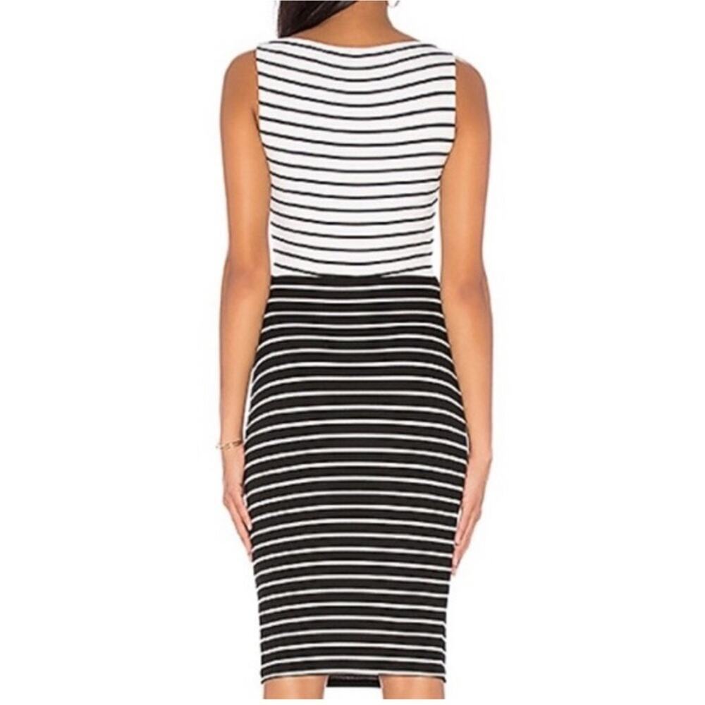 NWOT Bailey 44 balck white rabbit hole Striped Cut Out Midi Dress medium - Picture 4 of 9